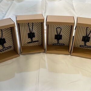 NIB Kirklands Set of 4‎ Wooden Black Metal Wall Hooks